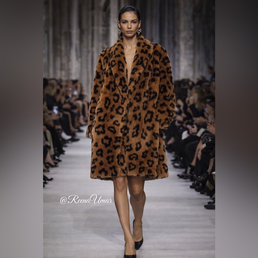 Vintage Charles Andrea Faux Fur Leopard Coat – Made in France – Oversized Glam